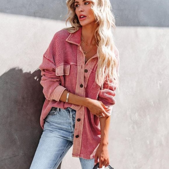 Vici Tops - VICI Rigo Cotton Button Down Shirt Jacket TERRACOTTA Shacket XS Small 0-2-4 NWT